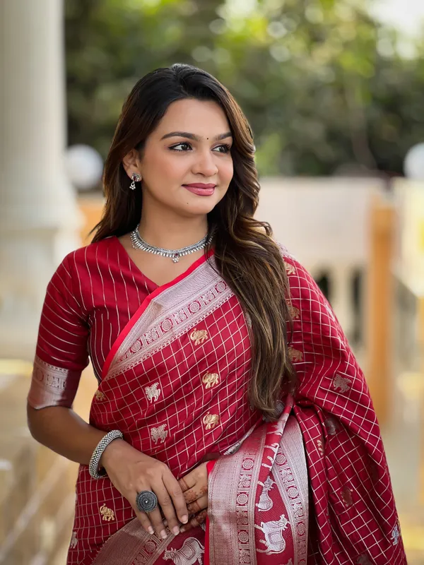 Banarasi_Soft_Silk_RED_Premium-Fancy_Saree_With_Blouse_For_Women