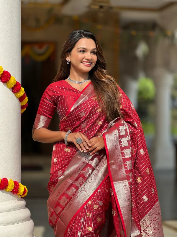 Banarasi_Soft_Silk_RED_Premium-Fancy_Saree_With_Blouse_For_Women