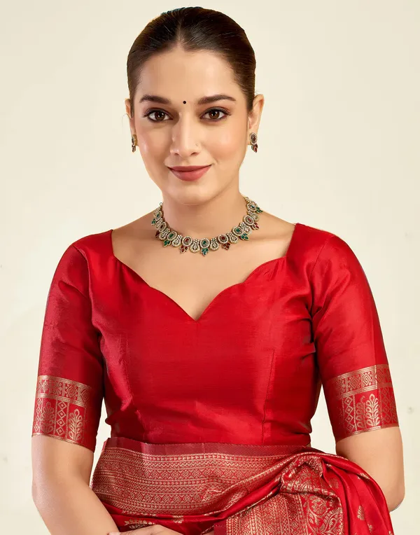 Banarasi_Soft_Silk_Red_Premium-Fancy_Saree_With_Blouse_For_Women