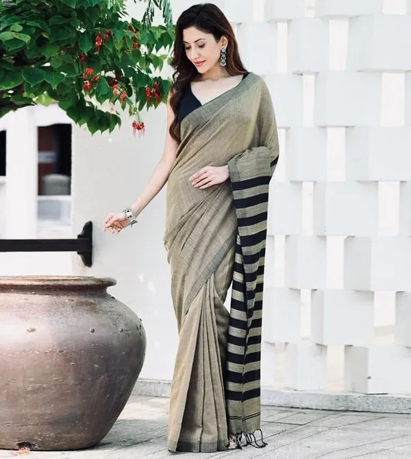 Pure_Soft_Cotton_BLACK_Premium-Fancy_Saree_With_Blouse_For_Women