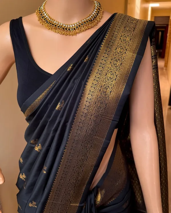 Banarasi_Soft_Silk_BLACK_Premium-Fancy_Saree_With_Blouse_For_Women