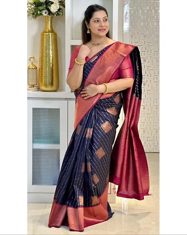 Banarasi_Soft_Silk_NAVY-BLUE-RANI_Premium-Fancy_Saree_With_Blouse_For_Women