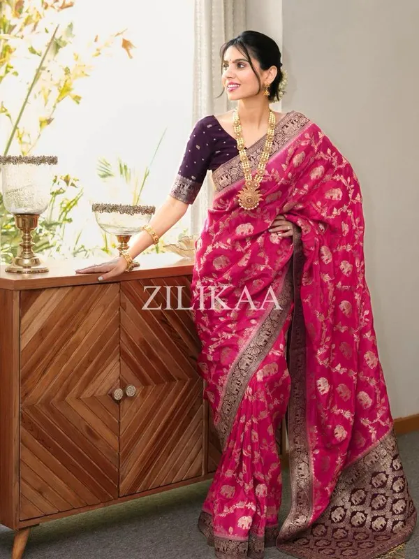Banarasi_Soft_Silk_RANI-WINE_Premium-Fancy_Saree_With_Blouse_For_Women