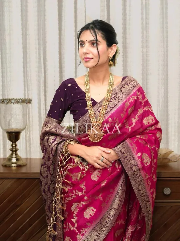 Banarasi_Soft_Silk_RANI-WINE_Premium-Fancy_Saree_With_Blouse_For_Women