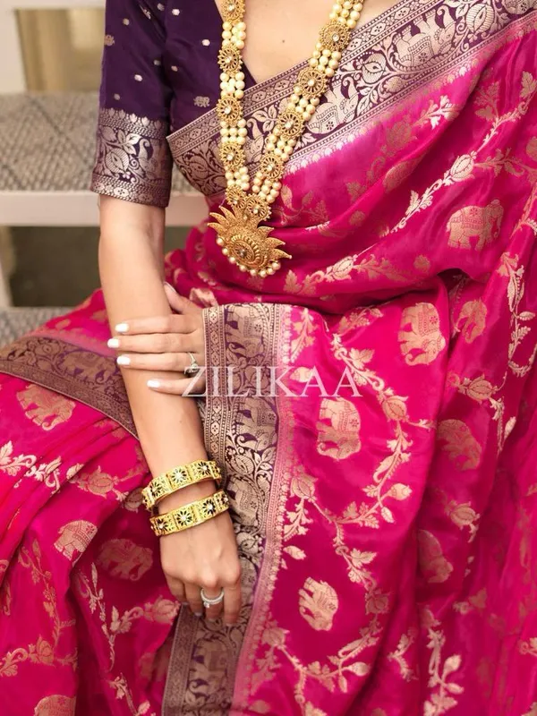 Banarasi_Soft_Silk_RANI-WINE_Premium-Fancy_Saree_With_Blouse_For_Women