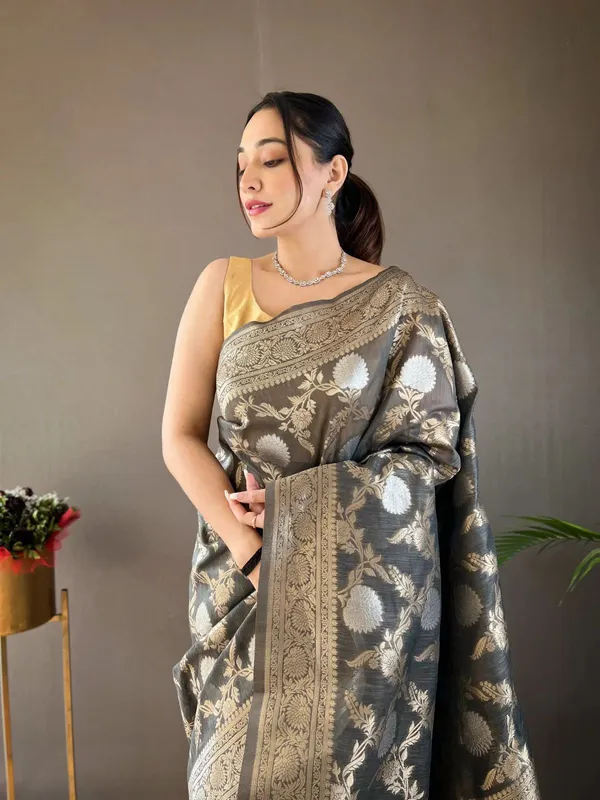 Banarasi_Soft_Silk_GREY_Premium-Fancy_Saree_With_Blouse_For_Women