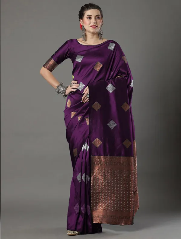 Banarasi_Soft_Silk_WINE_Premium-Fancy_Saree_With_Blouse_For_Women