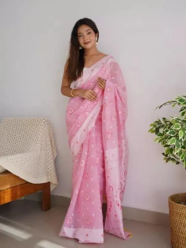 Pure_Soft_Cotton_LIGHT-PINK_Premium-Fancy_Saree_With_Blouse_For_Women