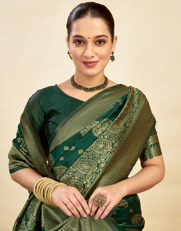 Banarasi_Soft_Silk_Green_Premium-Fancy_Saree_With_Blouse_For_Women