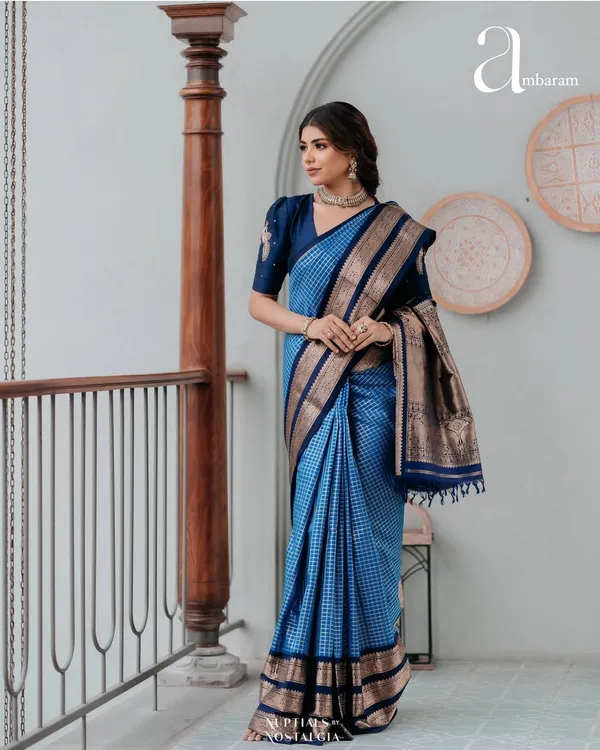 Banarasi_Soft_Silk_SKY-NAVY-BLUE_Premium-Fancy_Saree_With_Blouse_For_Women