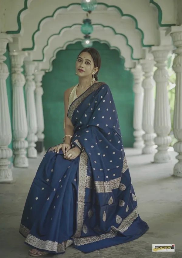 Pure_Soft_Cotton_BLUE_Premium-Fancy_Saree_With_Blouse_For_Women