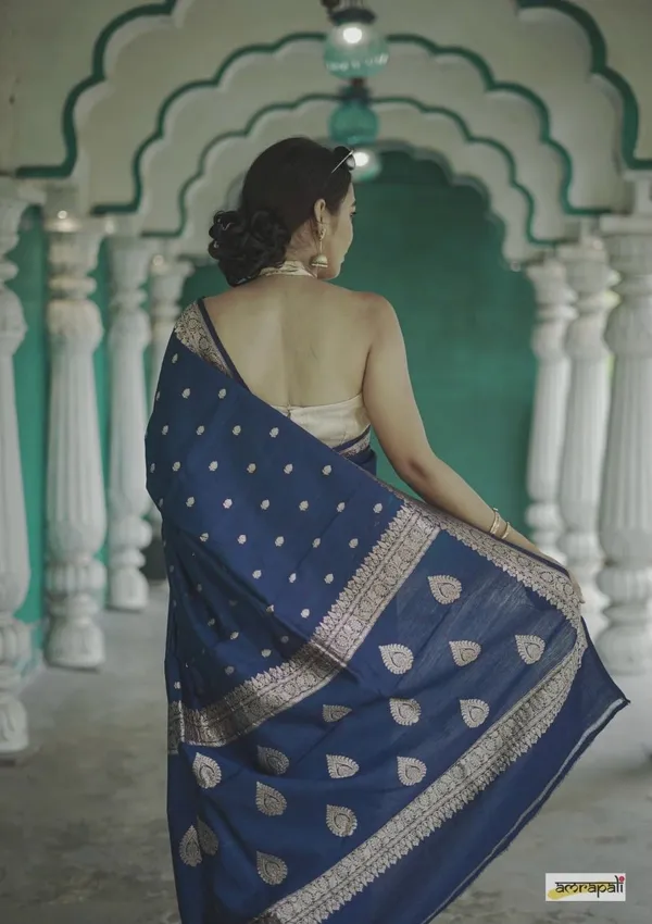 Pure_Soft_Cotton_BLUE_Premium-Fancy_Saree_With_Blouse_For_Women