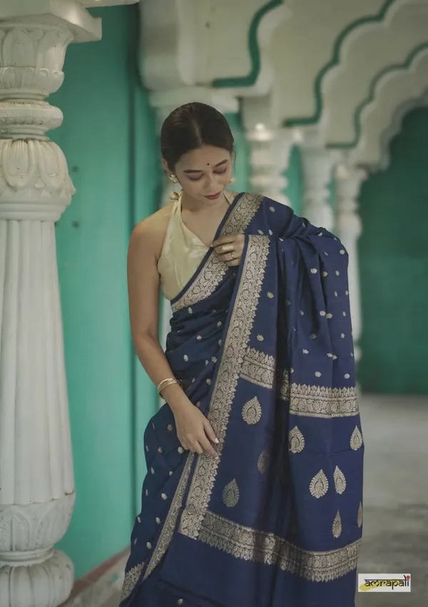 Pure_Soft_Cotton_BLUE_Premium-Fancy_Saree_With_Blouse_For_Women