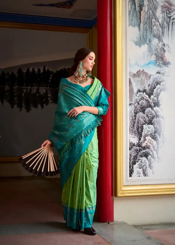 Banarasi_Soft_Silk_PARROT-RANI_Premium-Fancy_Saree_With_Blouse_For_Women