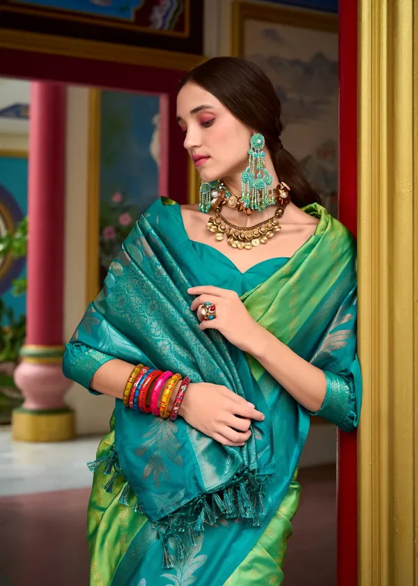 Banarasi_Soft_Silk_PARROT-RANI_Premium-Fancy_Saree_With_Blouse_For_Women