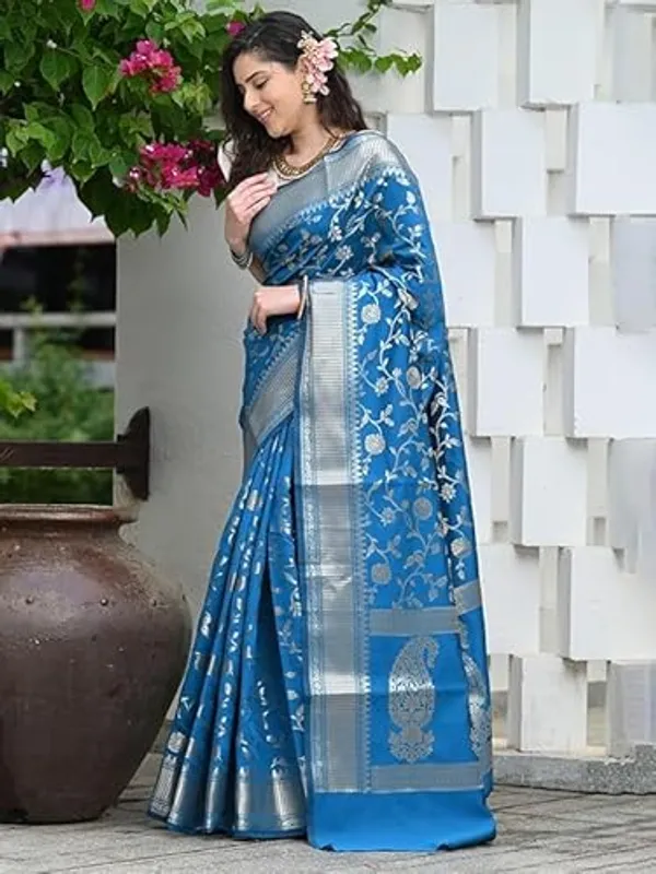 Banarasi_Soft_Silk_Firozi_Premium-Fancy_Saree_With_Blouse_For_Women