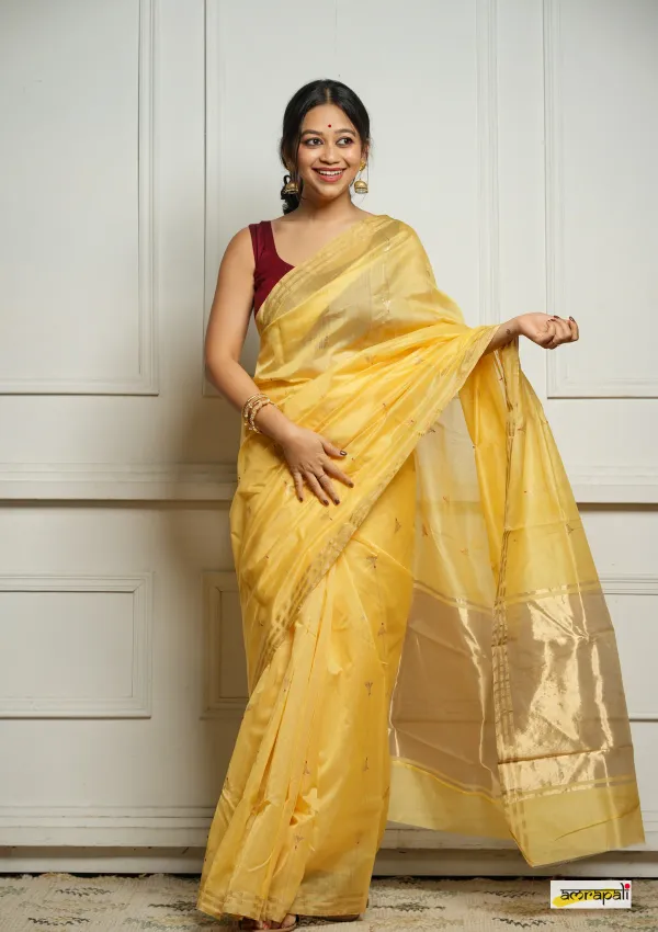 Pure_Soft_Cotton_YELLOW_Premium-Fancy_Saree_With_Blouse_For_Women