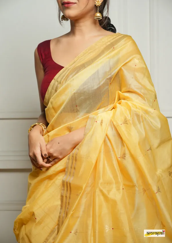 Pure_Soft_Cotton_YELLOW_Premium-Fancy_Saree_With_Blouse_For_Women