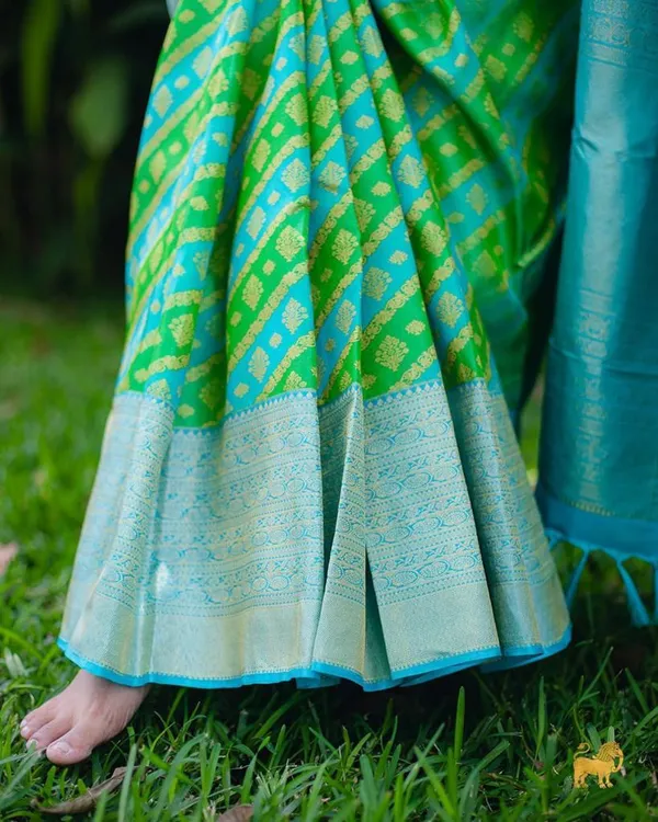 Banarasi_Soft_Silk_PARROT-SKY_Premium-Fancy_Saree_With_Blouse_For_Women