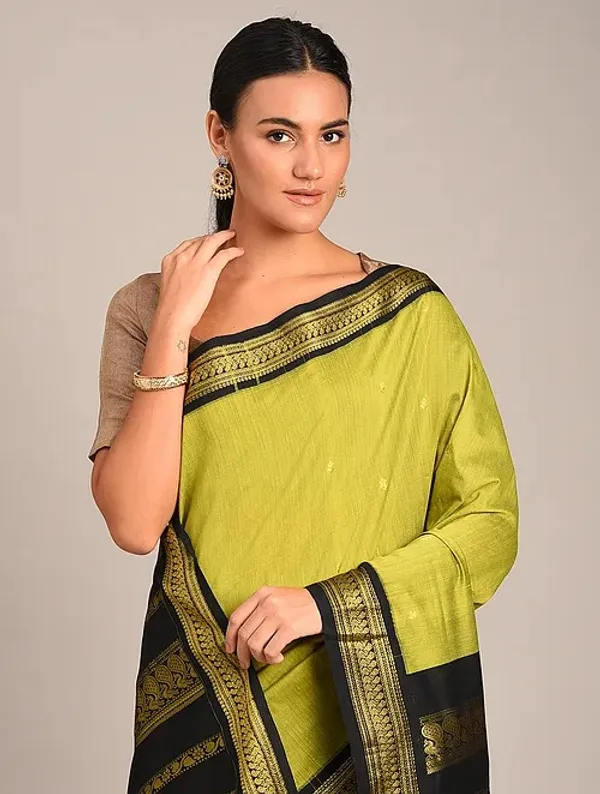 Banarasi_Soft_Silk_PARROT_Premium-Fancy_Saree_With_Blouse_For_Women