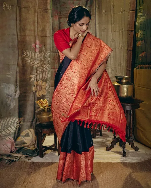 Banarasi_Soft_Silk_BLACK-RED_Premium-Fancy_Saree_With_Blouse_For_Women