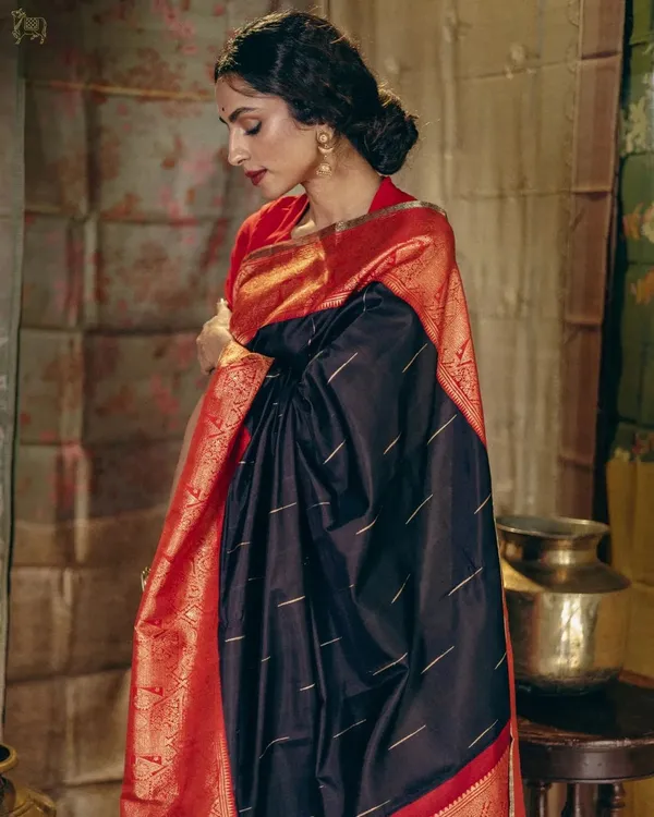 Banarasi_Soft_Silk_BLACK-RED_Premium-Fancy_Saree_With_Blouse_For_Women