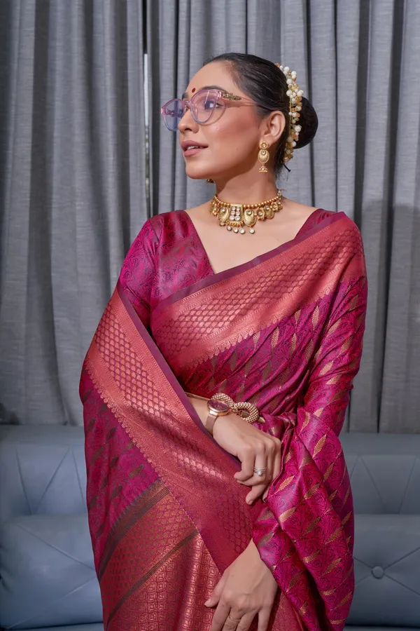 Banarasi_Soft_Silk_DARK-PINK_Premium-Fancy_Saree_With_Blouse_For_Women