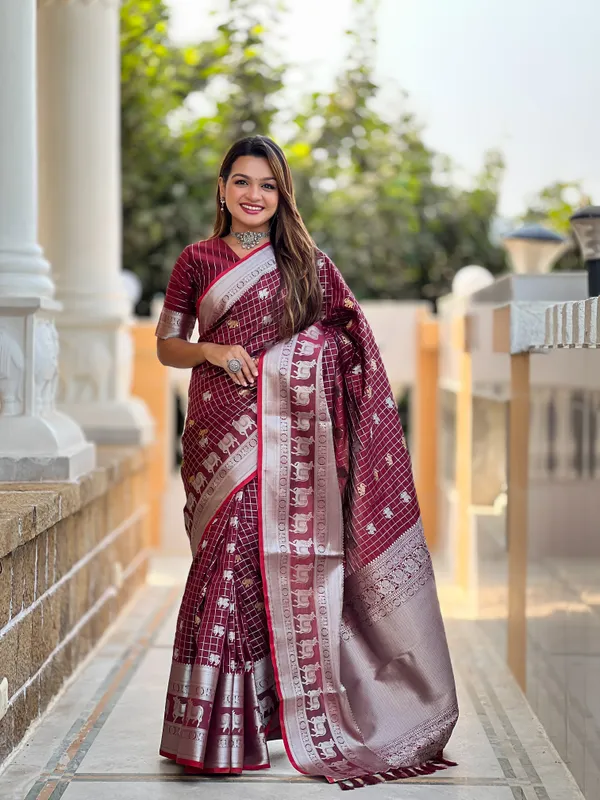 Banarasi_Soft_Silk_MAROON_Premium-Fancy_Saree_With_Blouse_For_Women