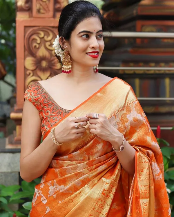 Banarasi_Soft_Silk_ORANGE_Premium-Fancy_Saree_With_Blouse_For_Women