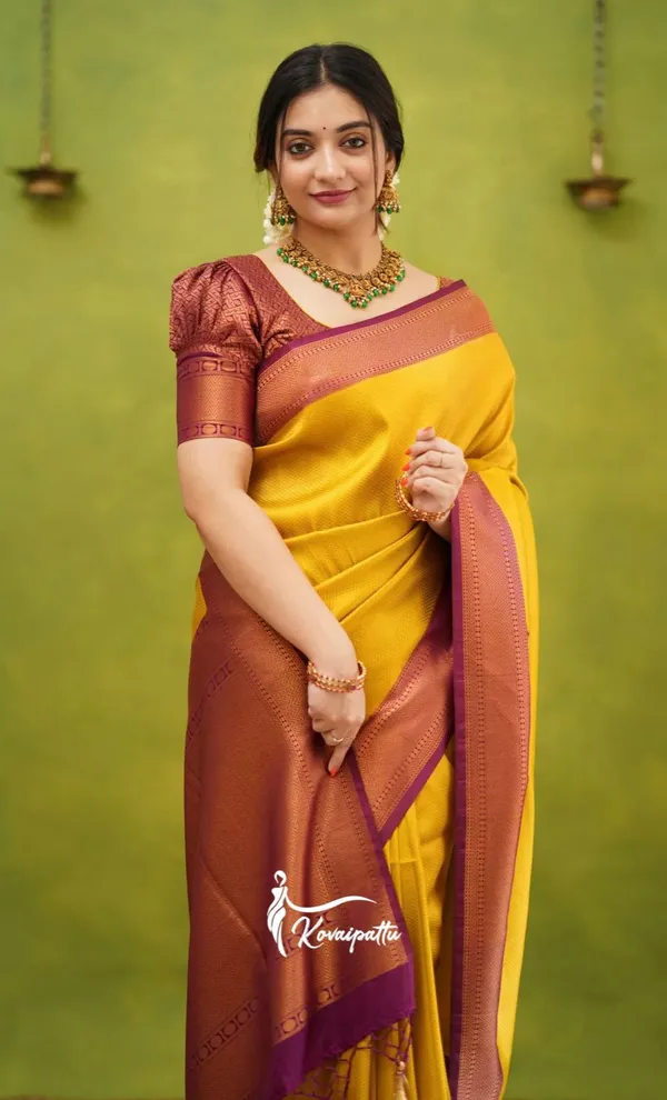 Banarasi_Soft_Silk_YELLOW-MAROON_Premium-Fancy_Saree_With_Blouse_For_Women