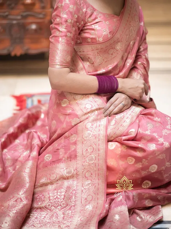Banarasi_Soft_Silk_PEACH_Premium-Fancy_Saree_With_Blouse_For_Women