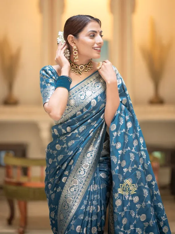 Banarasi_Soft_Silk_RAMA_Premium-Fancy_Saree_With_Blouse_For_Women
