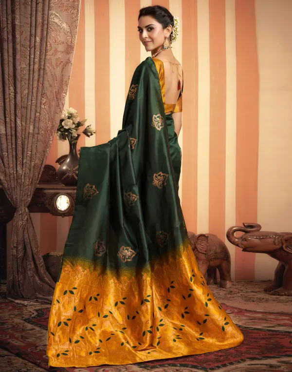 Banarasi_Soft_Silk_Green_And_Mustard_Premium-Fancy_Saree_With_Blouse_For_Women