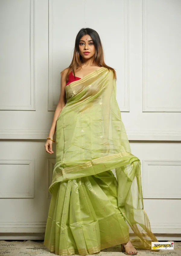 Pure_Soft_Cotton_PISTA_Premium-Fancy_Saree_With_Blouse_For_Women