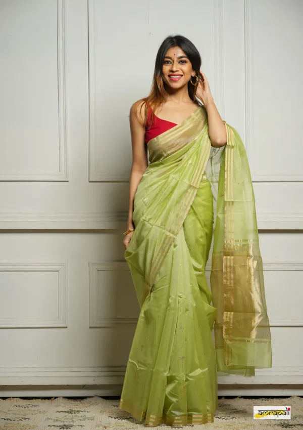 Pure_Soft_Cotton_PISTA_Premium-Fancy_Saree_With_Blouse_For_Women