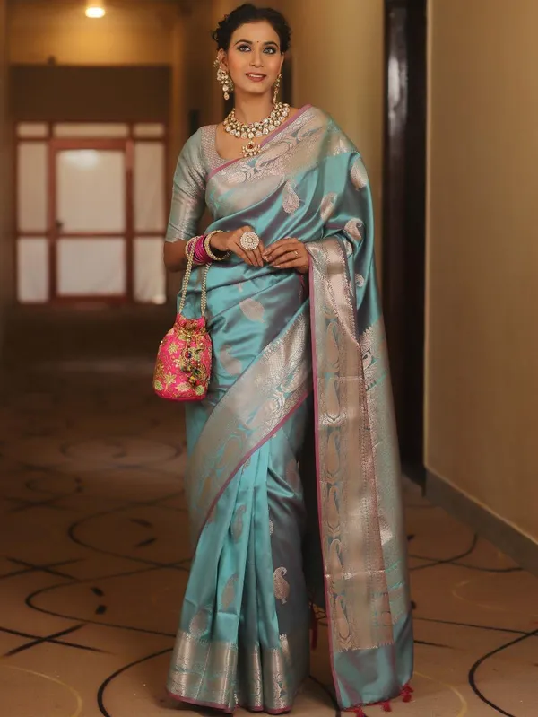 Banarasi_Soft_Silk_SEA-GREEN_Premium-Fancy_Saree_With_Blouse_For_Women