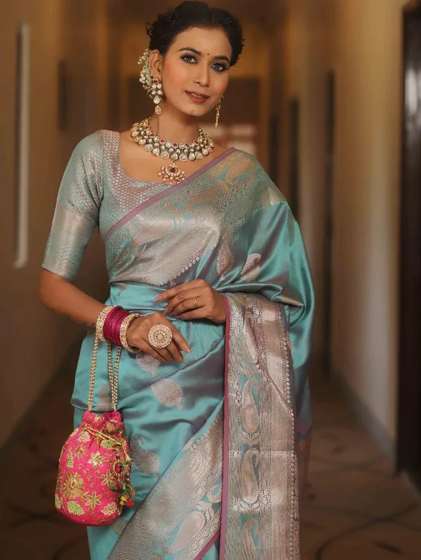 Banarasi_Soft_Silk_SEA-GREEN_Premium-Fancy_Saree_With_Blouse_For_Women