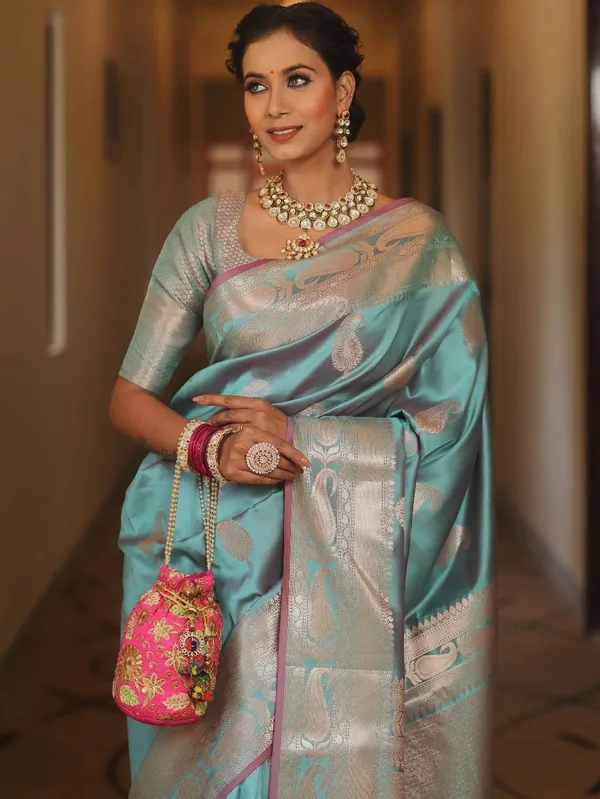 Banarasi_Soft_Silk_SEA-GREEN_Premium-Fancy_Saree_With_Blouse_For_Women