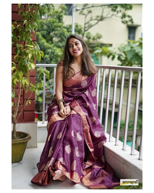 Pure_Soft_Cotton_WINE_Premium-Fancy_Saree_With_Blouse_For_Women