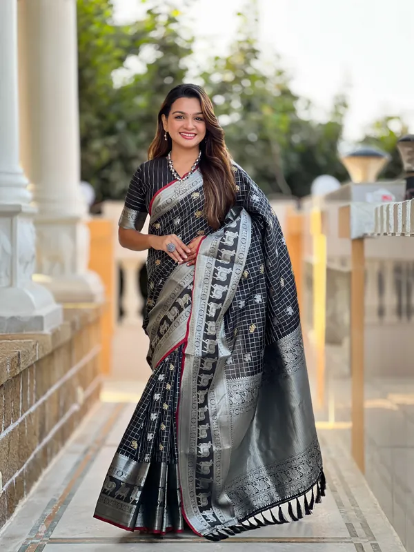 Banarasi_Soft_Silk_BLACK_Premium-Fancy_Saree_With_Blouse_For_Women