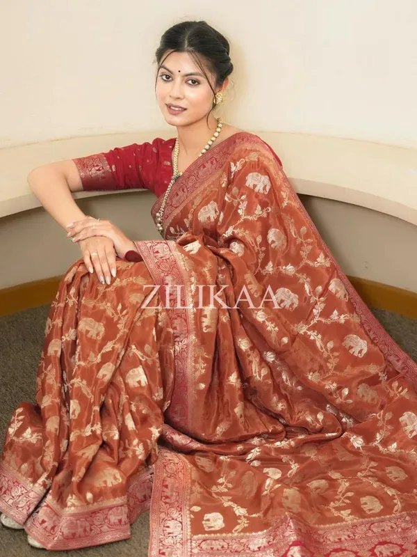 Banarasi_Soft_Silk_RED-ORANGE_Premium-Fancy_Saree_With_Blouse_For_Women