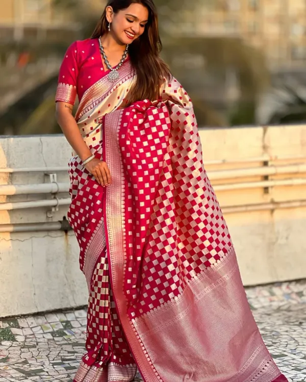 Banarasi_Soft_Silk_RED_Premium-Fancy_Saree_With_Blouse_For_Women