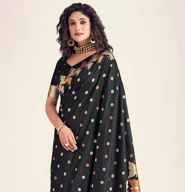 Banarasi_Soft_Silk_BLACK_Premium-Fancy_Saree_With_Blouse_For_Women
