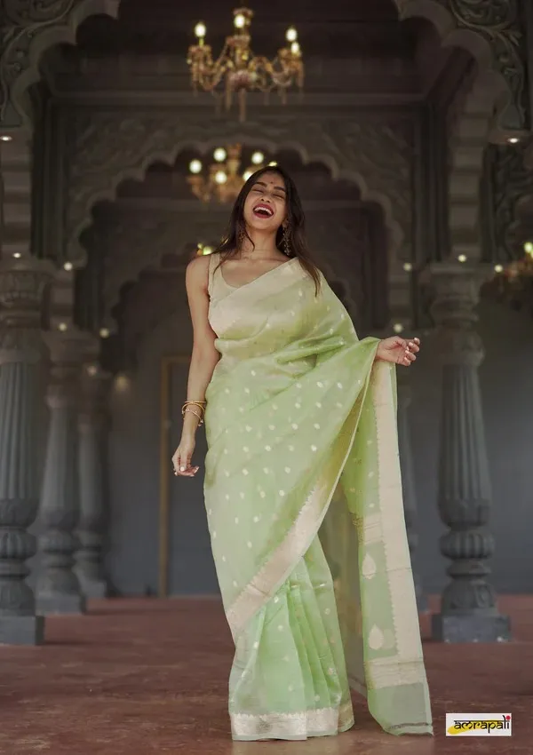 Pure_Soft_Cotton_PISTA_Premium-Fancy_Saree_With_Blouse_For_Women