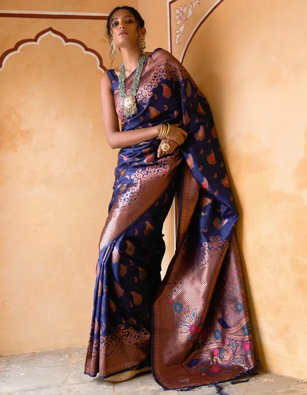 Banarasi_Soft_Silk_NAVY-BLUE_Premium-Fancy_Saree_With_Blouse_For_Women