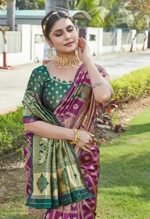 Banarasi_Soft_Silk_WINE_Premium-Fancy_Saree_With_Blouse_For_Women