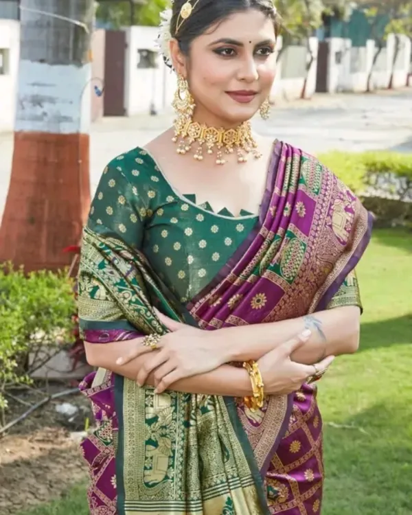 Banarasi_Soft_Silk_WINE_Premium-Fancy_Saree_With_Blouse_For_Women