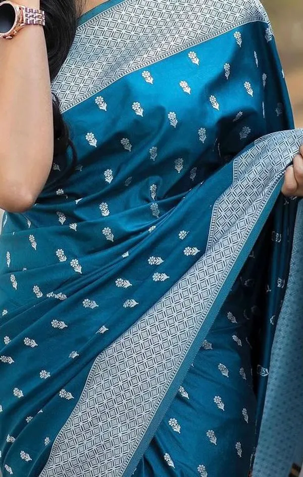 Pure_Soft_Cotton_RAMA_Premium-Fancy_Saree_With_Blouse_For_Women