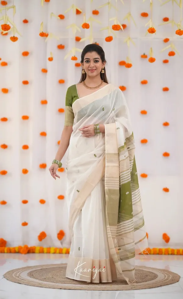 Pure_Soft_Cotton_GREEN_Premium-Fancy_Saree_With_Blouse_For_Women