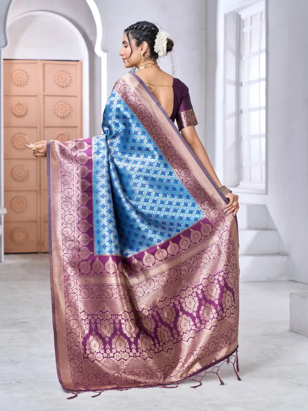 Banarasi_Soft_Silk_SKY-WINE_Premium-Fancy_Saree_With_Blouse_For_Women